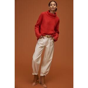 NEW Anthropologie Oversized Pilcro Cowl Neck Red Sweater - Medium